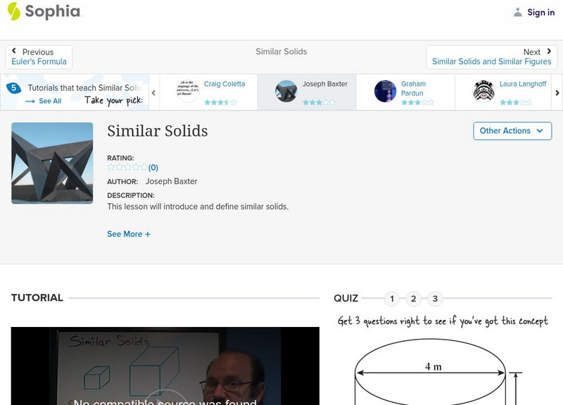 Sophia: Similar Solids Instructional Video Sophia: Similar Solids Instructional Video