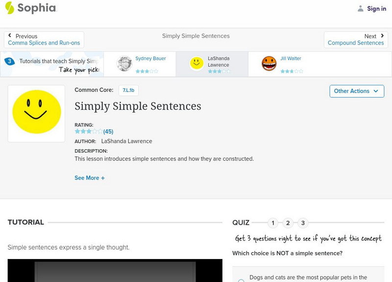 Sophia: Simply Simple Sentences Instructional Video