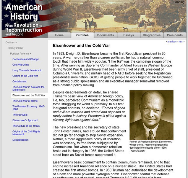 American History: Outlines: Eisenhower and the Cold War Website American History: Outlines: Eisenhower and the Cold War Website