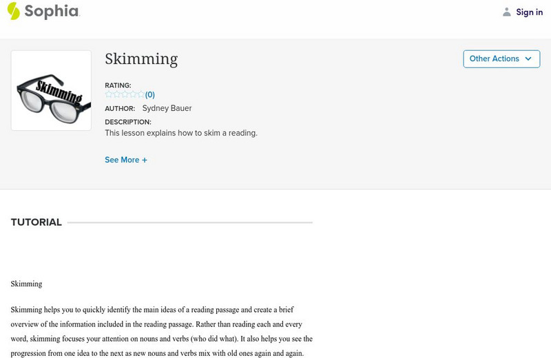 Sophia: Skimming Instructional Video