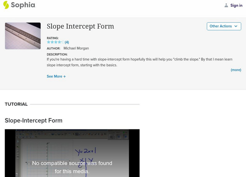 Sophia: Slope Intercept Form Instructional Video Sophia: Slope Intercept Form Instructional Video
