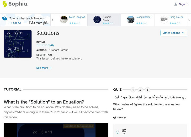 Sophia: Solutions Instructional Video Sophia: Solutions Instructional Video