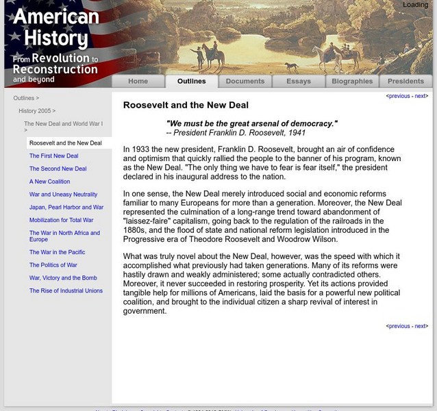 American History: Outlines: Roosevelt and the New Deal Website American History: Outlines: Roosevelt and the New Deal Website