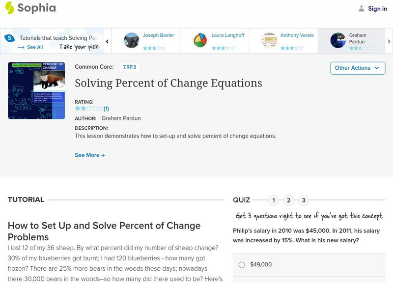 Sophia: Solving Percent of Change Equations Instructional Video