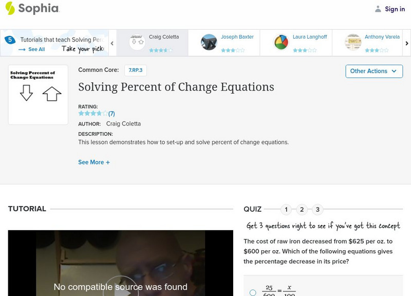 Sophia: Solving Percent of Change Equations Instructional Video Sophia: Solving Percent of Change Equations Instructional Video