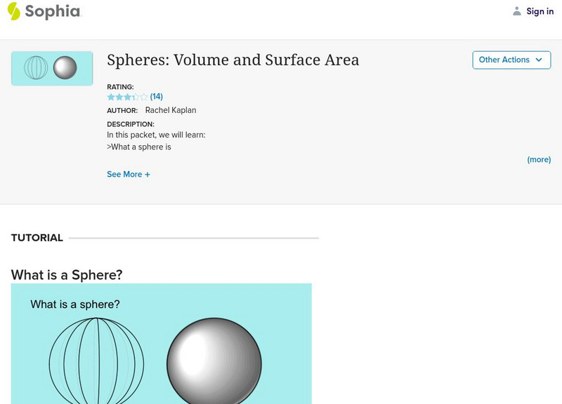 Sophia: Spheres: Volume and Surface Area Instructional Video