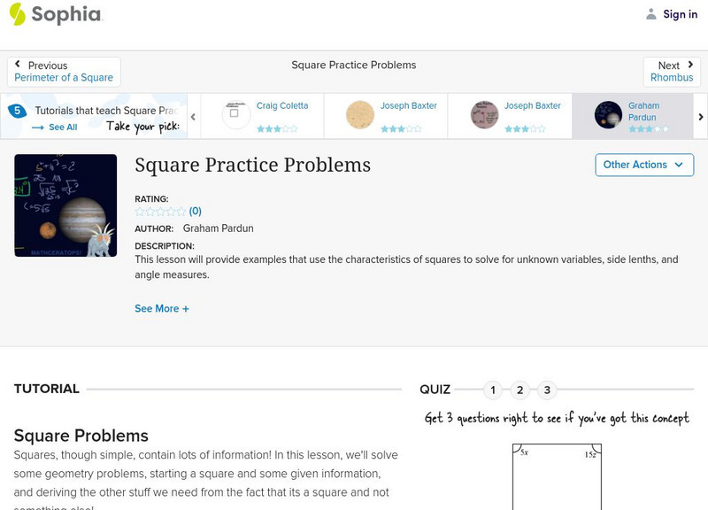 Sophia: Square Practice Problems Instructional Video Sophia: Square Practice Problems Instructional Video