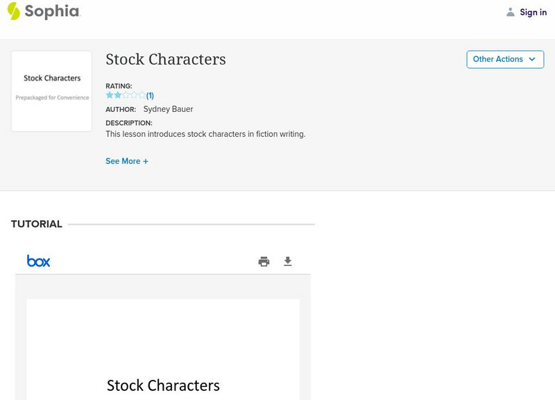 Sophia: Stock Characters PPT Sophia: Stock Characters PPT