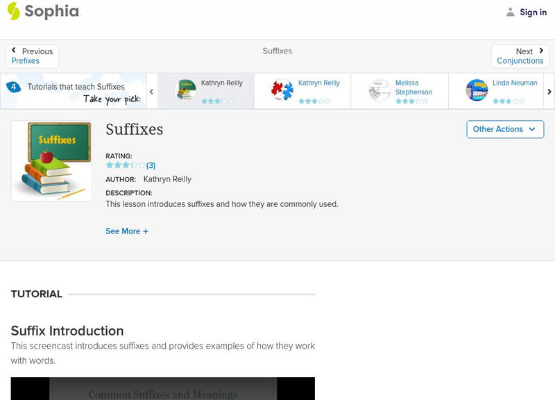 Sophia: Suffixes Instructional Video