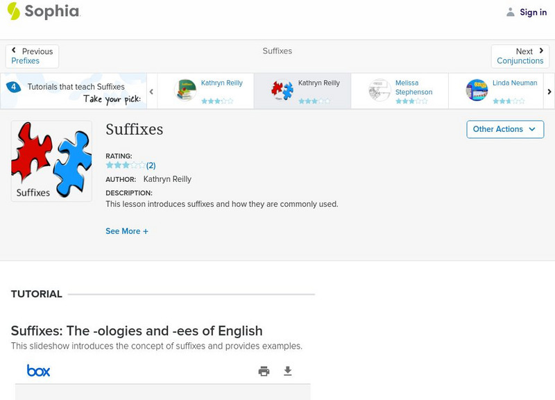 Sophia: Suffixes PPT