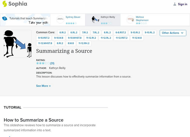Sophia: Summarizing a Source PPT