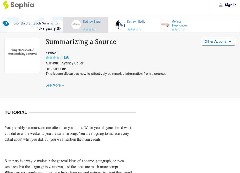 Sophia: Summarizing a Source Unit Plan Sophia: Summarizing a Source Unit Plan