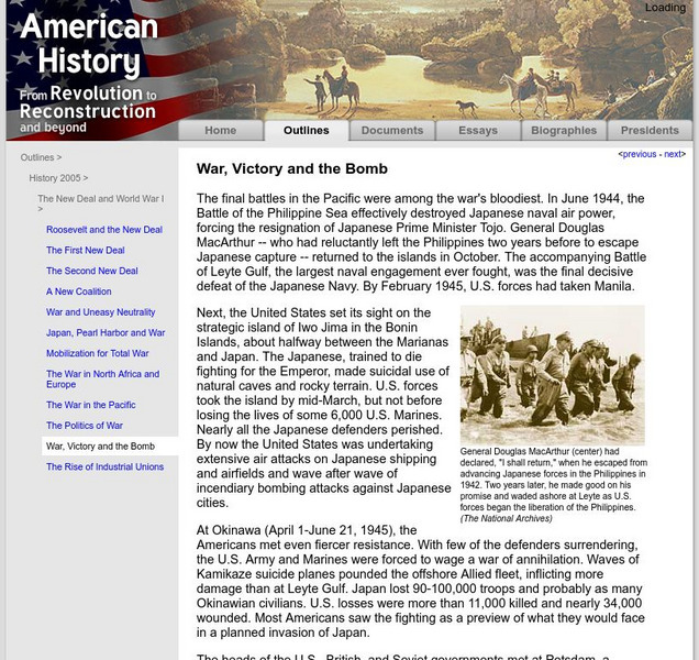 American History: Outlines: War, Victory and the Bomb Website American History: Outlines: War, Victory and the Bomb Website