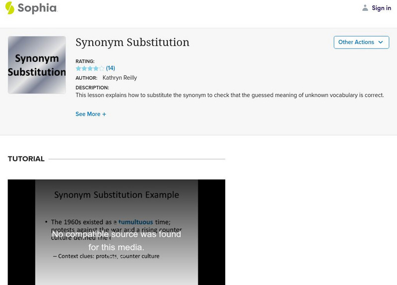 Sophia: Synonym Substitution Instructional Video Sophia: Synonym Substitution Instructional Video
