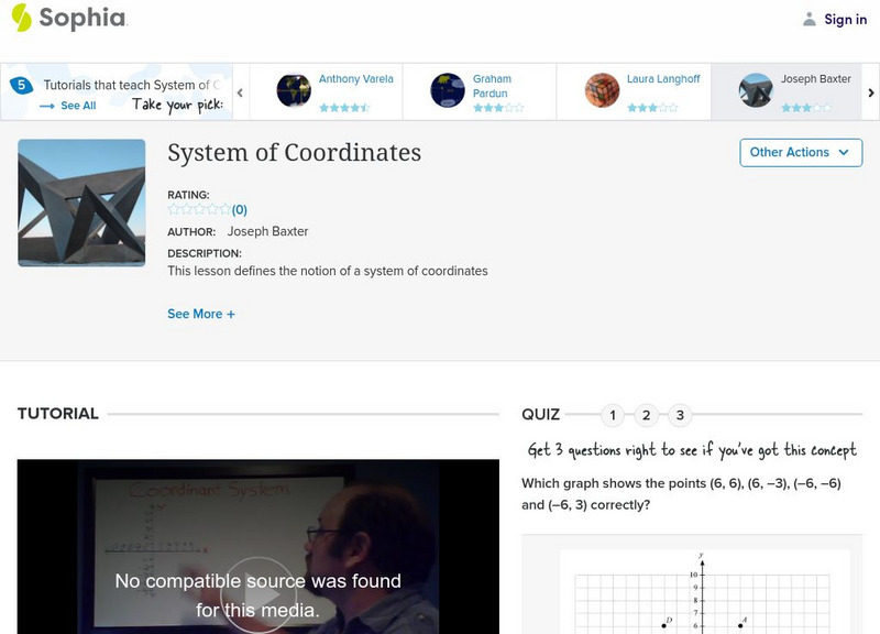 Sophia: System of Coordinates Instructional Video Sophia: System of Coordinates Instructional Video