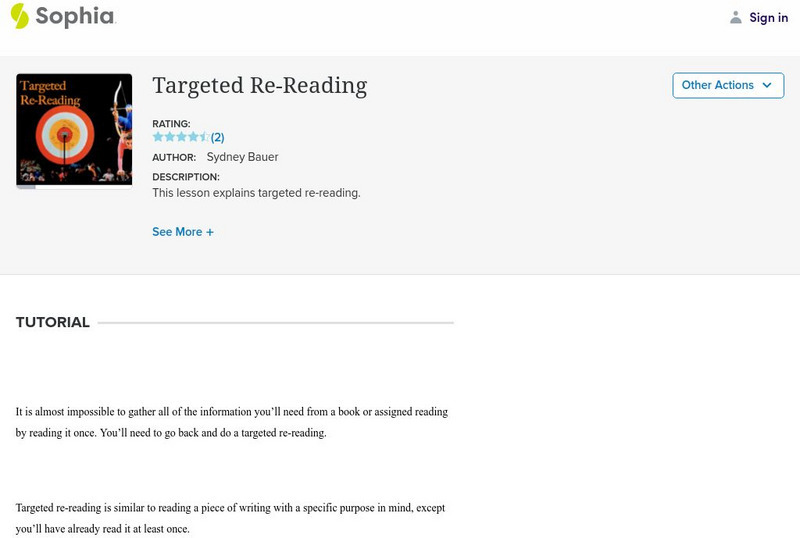 Sophia: Targeted Re Reading Instructional Video Sophia: Targeted Re Reading Instructional Video