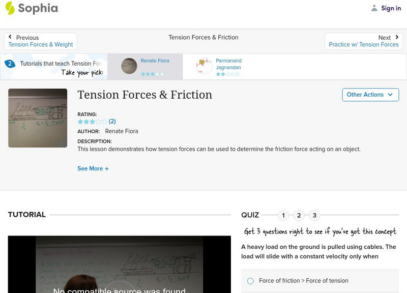Sophia: Tension Forces & Friction Instructional Video