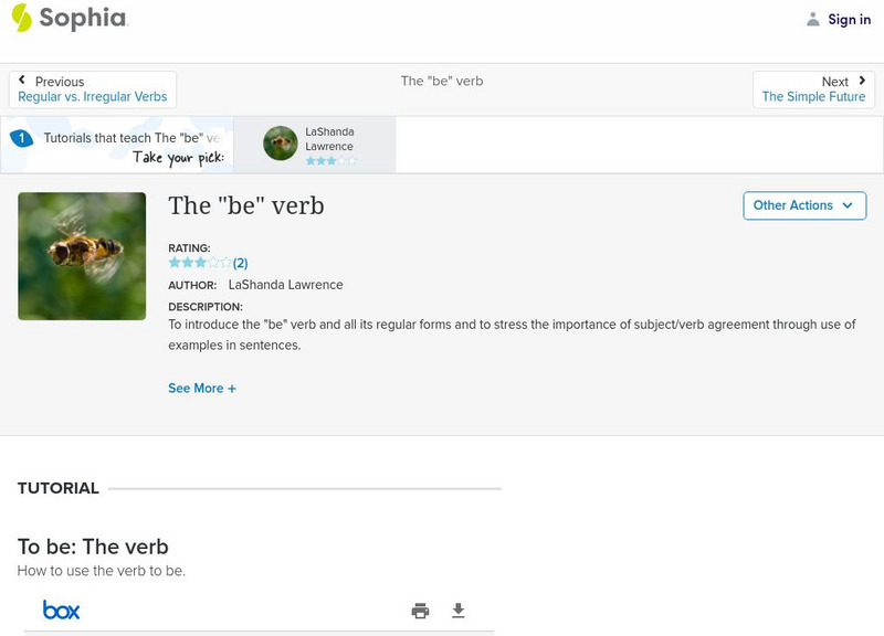 Sophia: The "Be" Verb PPT Sophia: The "Be" Verb PPT