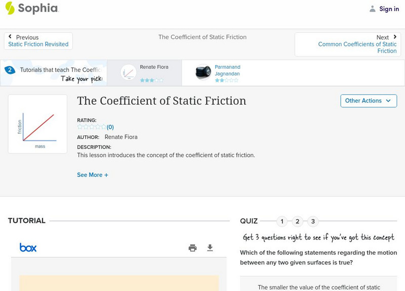 Sophia: The Coefficient of Static Friction PPT Sophia: The Coefficient of Static Friction PPT