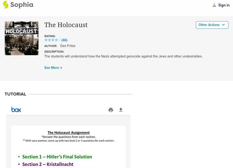 Sophia: Holocaust Tutorial Unit Plan Sophia: Holocaust Tutorial Unit Plan