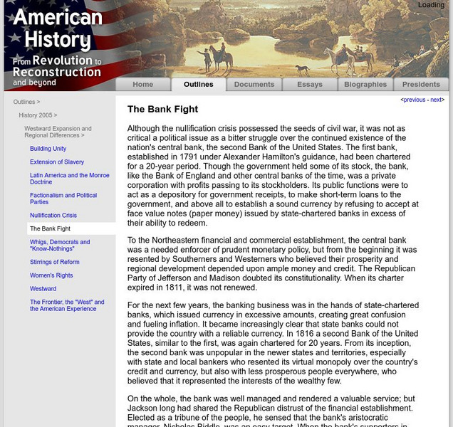 American History: Outlines: The Bank Fight Handout American History: Outlines: The Bank Fight Handout