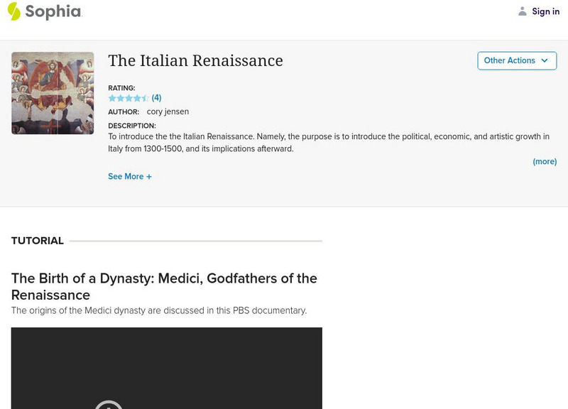 Sophia: The Italian Renaissance Instructional Video Sophia: The Italian Renaissance Instructional Video