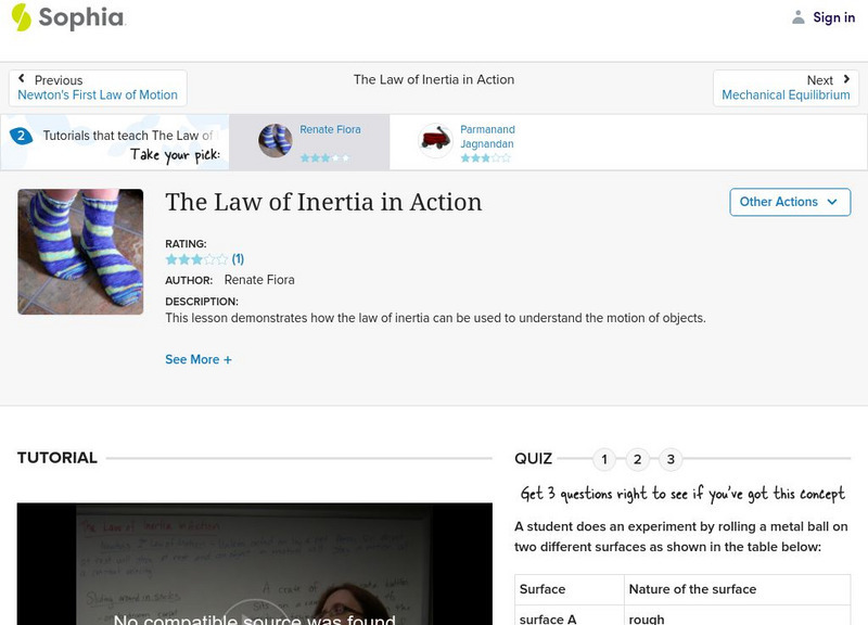 Sophia: The Law of Inertia in Action Instructional Video