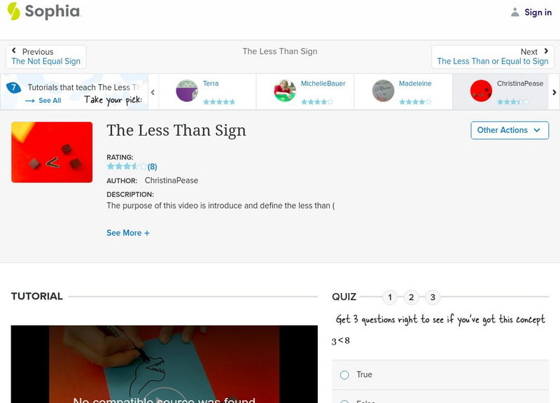 Sophia: The Less Than Sign Instructional Video Sophia: The Less Than Sign Instructional Video