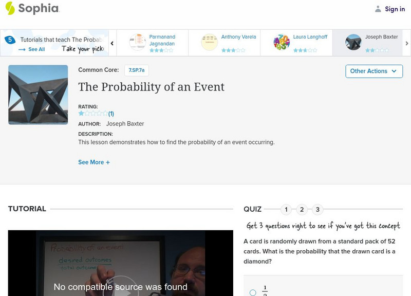 Sophia: The Probability of an Event Instructional Video Sophia: The Probability of an Event Instructional Video