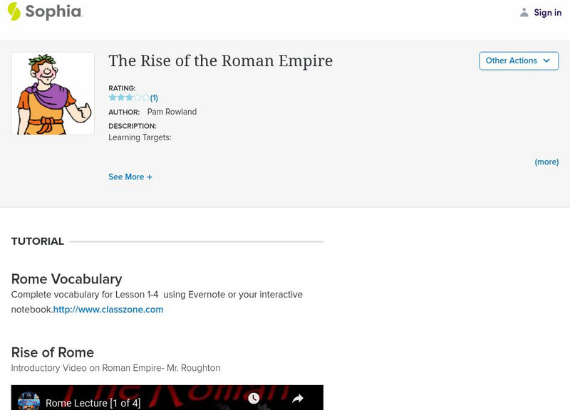 Sophia: The Rise of the Roman Empire Instructional Video