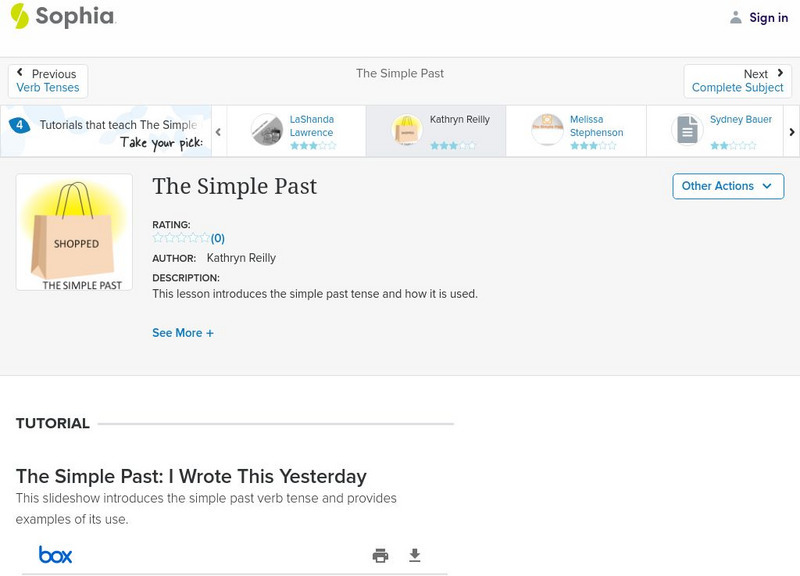 Sophia: The Simple Past Graphic