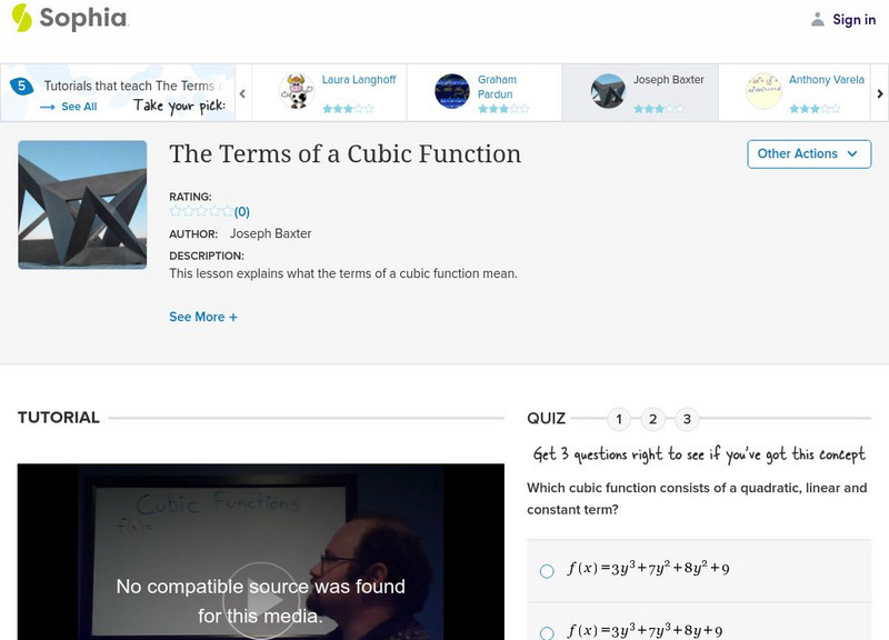 Sophia: The Terms of a Cubic Function Instructional Video Sophia: The Terms of a Cubic Function Instructional Video