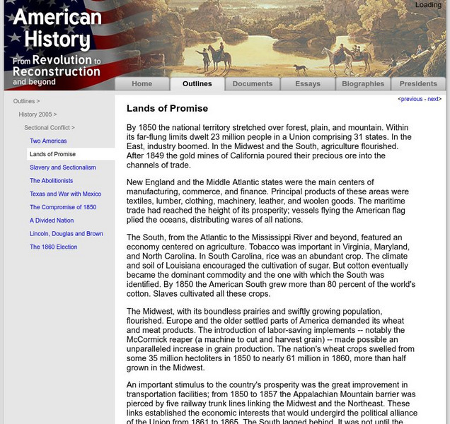 American History: Outlines: Lands of Promise Website American History: Outlines: Lands of Promise Website