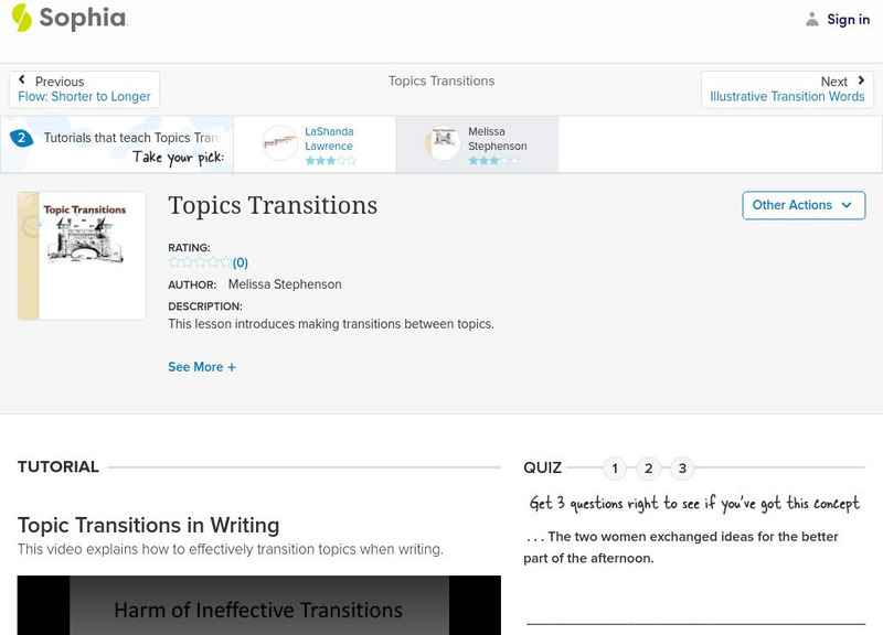 Sophia: Topic Transitions in Writing Instructional Video