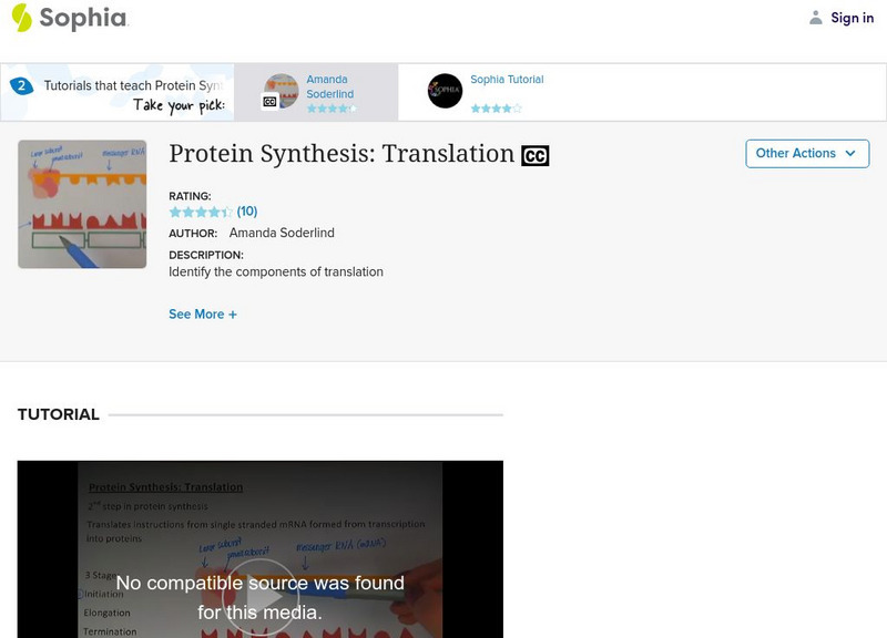Sophia: Protein Synthesis: Translation Instructional Video