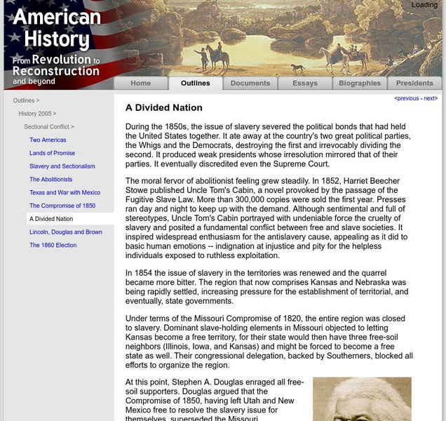 American History: Outlines: A Divided Nation Website American History: Outlines: A Divided Nation Website