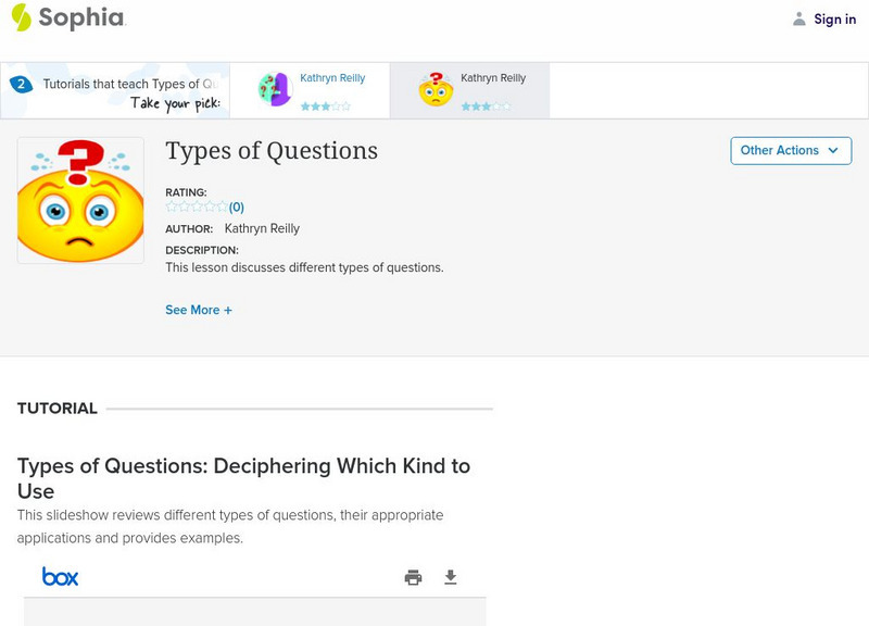 Sophia: Types of Questions PPT Sophia: Types of Questions PPT
