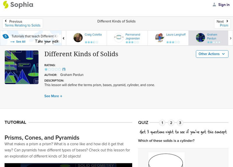 Sophia: Different Kinds of Solids Instructional Video Sophia: Different Kinds of Solids Instructional Video