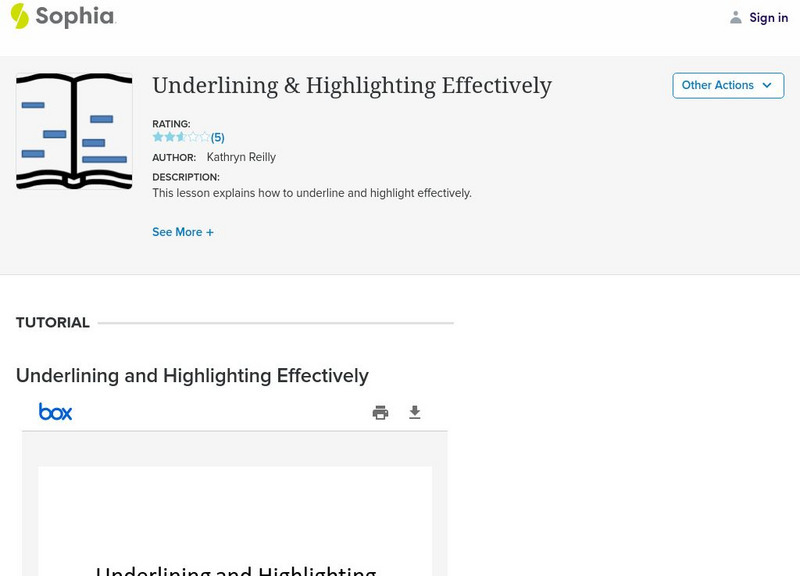 Sophia: Underlining and Highlighting Effectively PPT Sophia: Underlining and Highlighting Effectively PPT