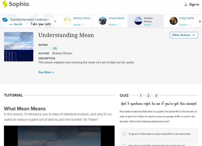 Sophia: Understanding Mean Instructional Video Sophia: Understanding Mean Instructional Video