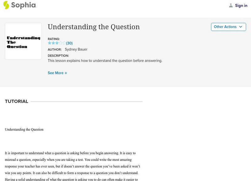 Sophia: Understanding the Question PPT Sophia: Understanding the Question PPT