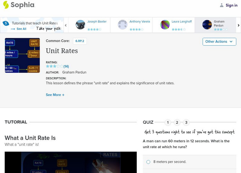 Sophia: Unit Rates Instructional Video