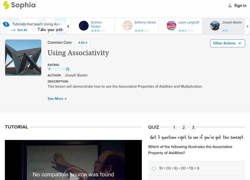 Sophia: Using Associativity Instructional Video Sophia: Using Associativity Instructional Video