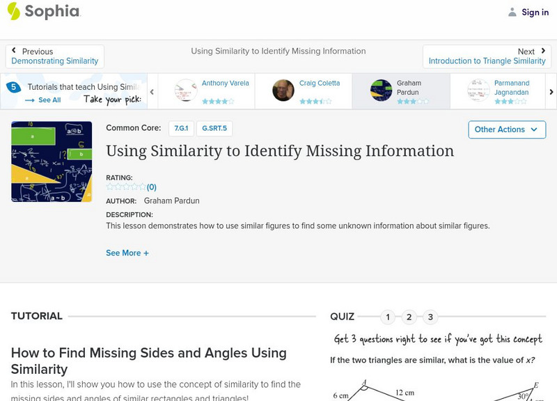 Sophia: Using Smiliarity to Identify Missing Information Instructional Video Sophia: Using Smiliarity to Identify Missing Information Instructional Video