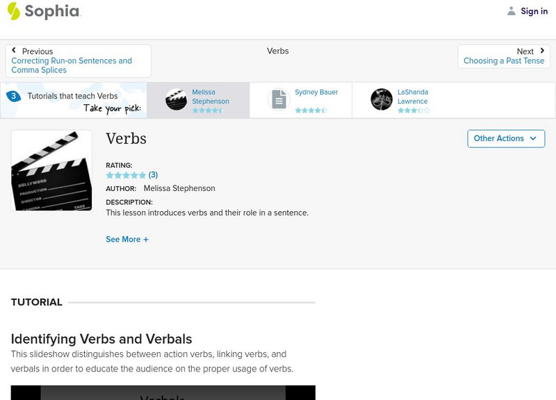 Sophia: Verbs Instructional Video Sophia: Verbs Instructional Video