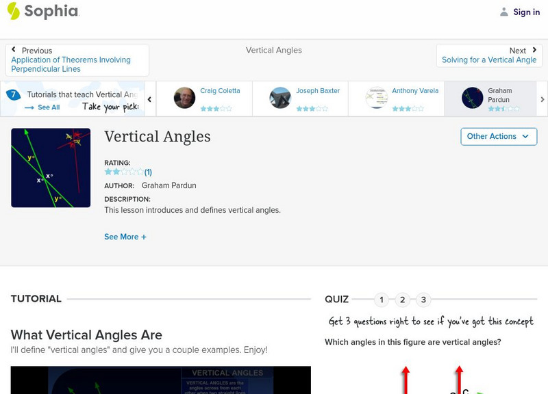 Sophia: Vertical Angles Instructional Video Sophia: Vertical Angles Instructional Video