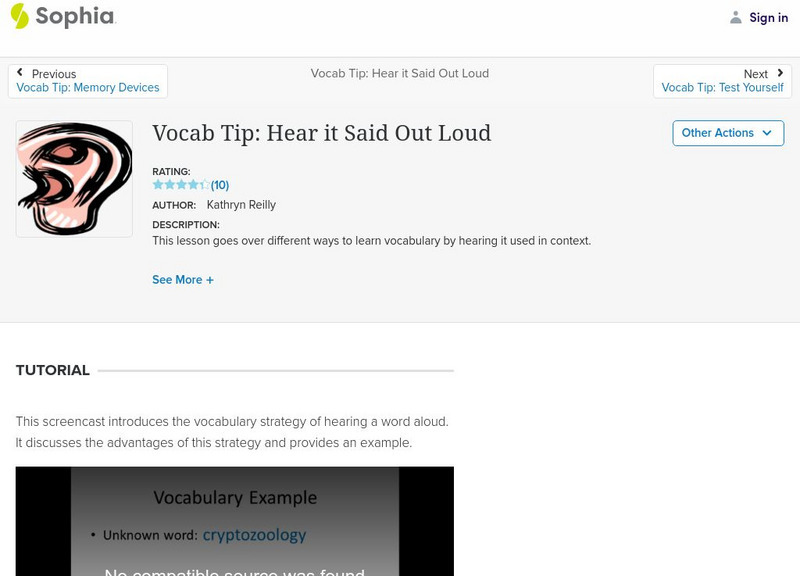 Sophia: Vocab Tip: Hear It Said Out Loud PPT Sophia: Vocab Tip: Hear It Said Out Loud PPT