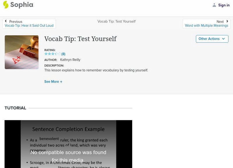Sophia: Vocab Tip: Test Yourself PPT Sophia: Vocab Tip: Test Yourself PPT