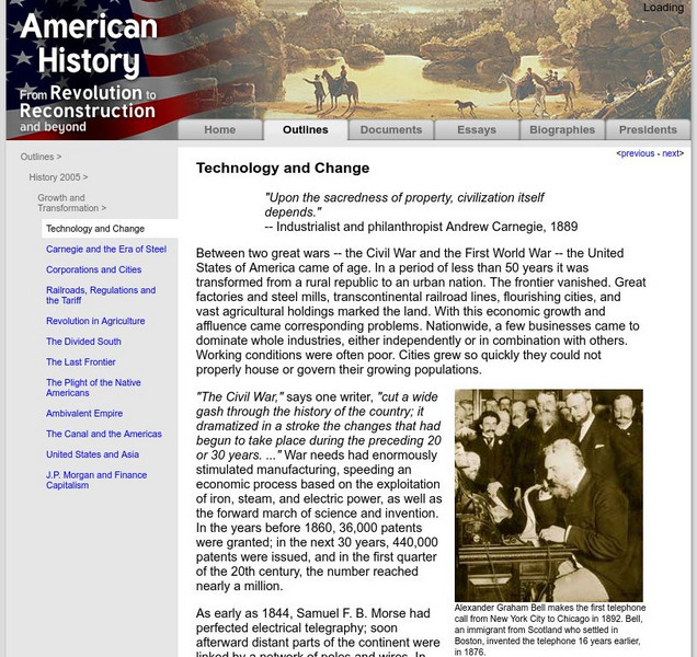 American History: Outlines: Technology and Change Website American History: Outlines: Technology and Change Website