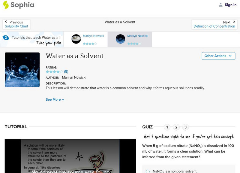 Sophia: Water as a Solvent Unit Plan Sophia: Water as a Solvent Unit Plan